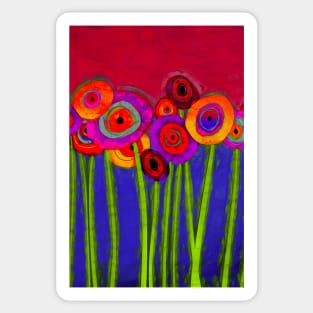 Flower Power Colorful Abstract Flowers One Sticker
